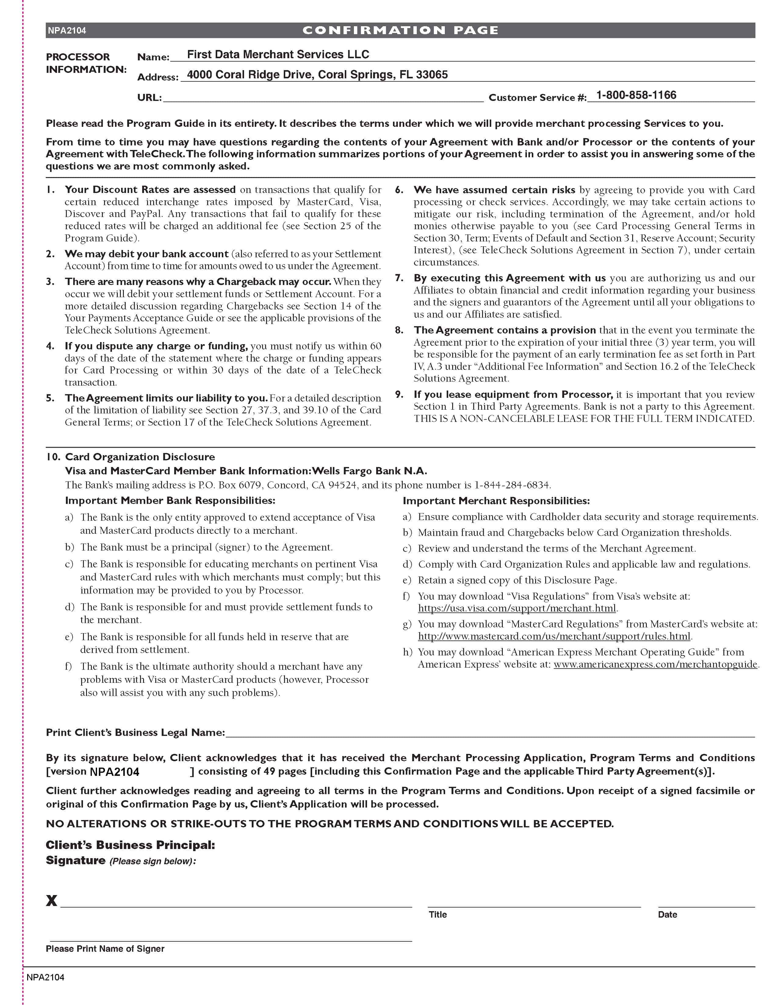 Merchant Services Program Terms and Conditions — page 3