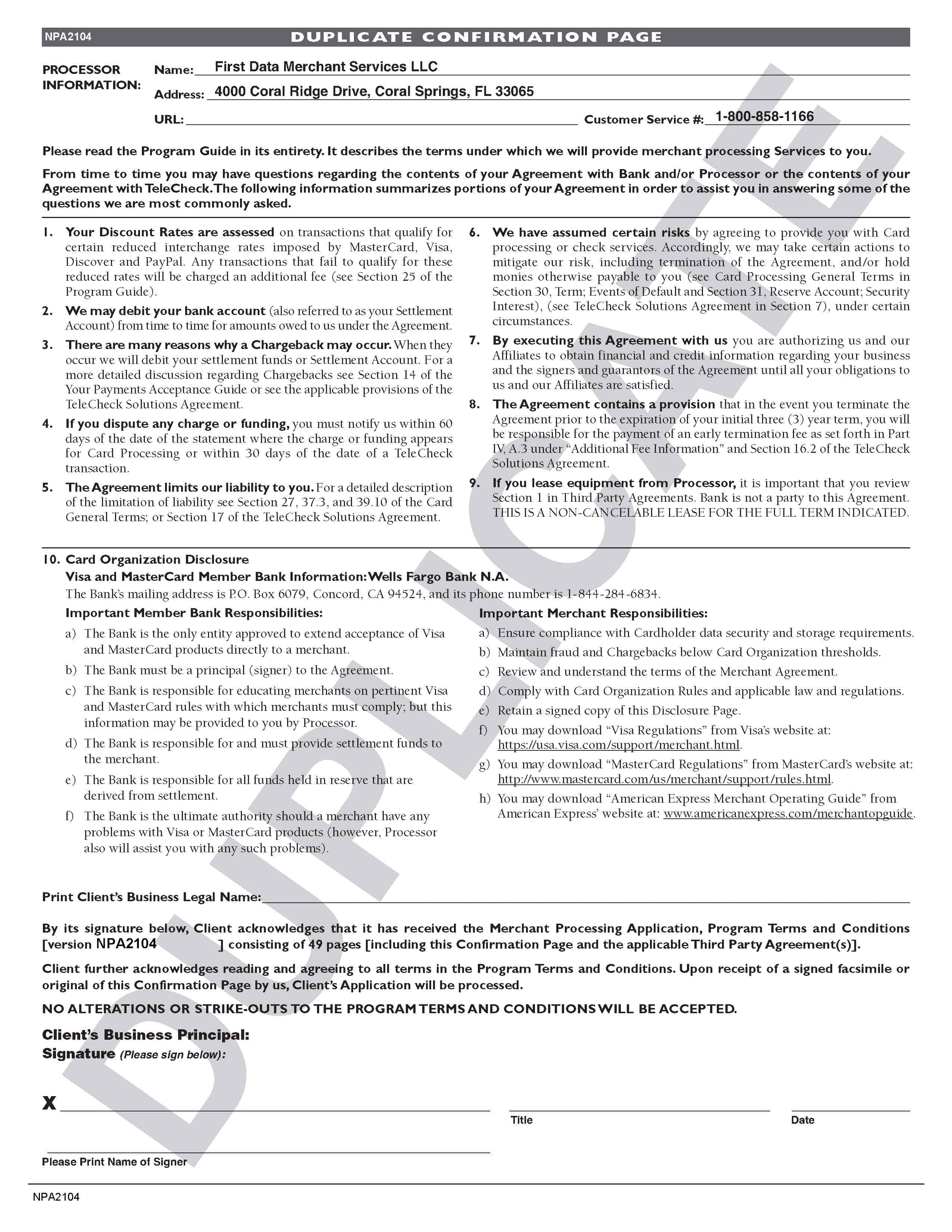 Merchant Services Program Terms and Conditions — page 5