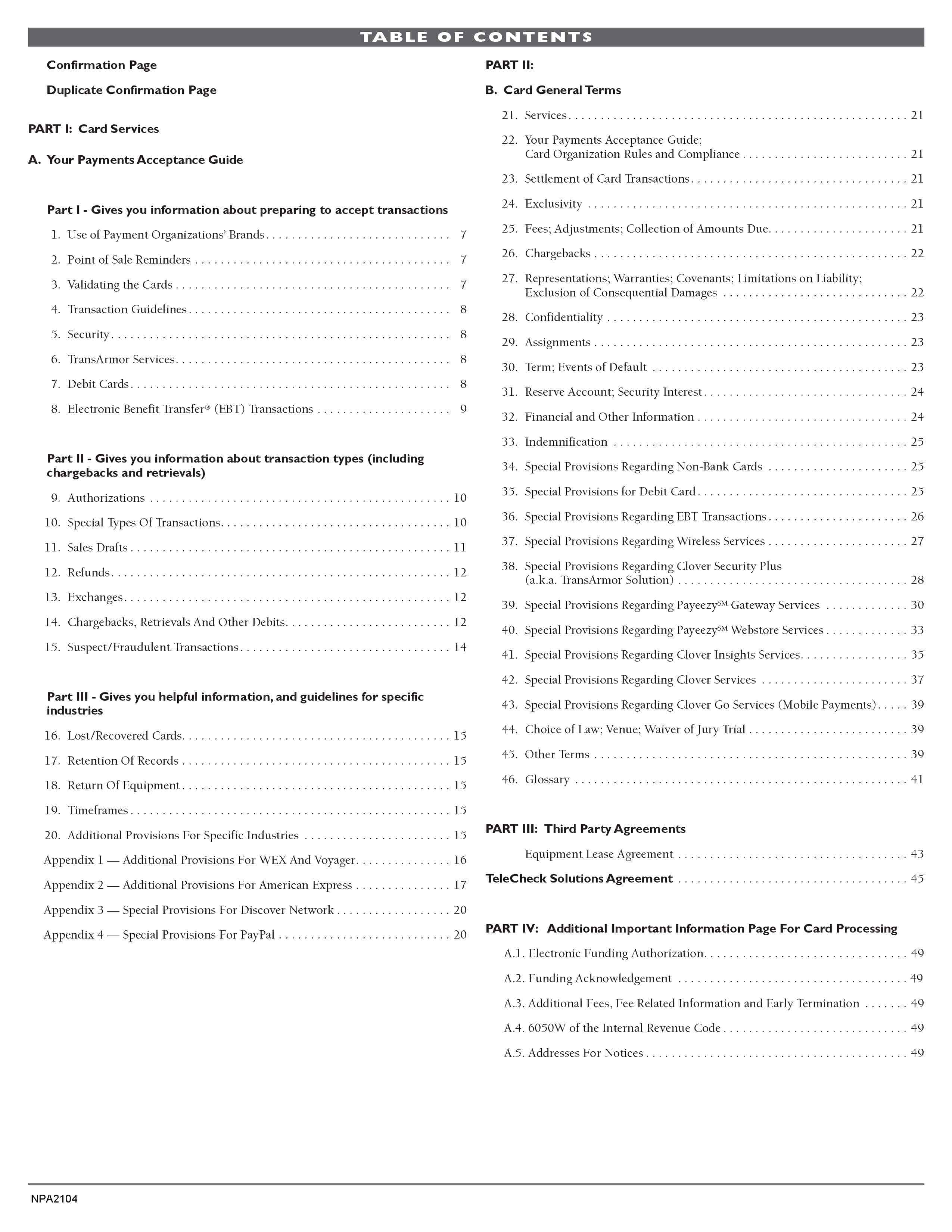Merchant Services Program Terms and Conditions — page 6