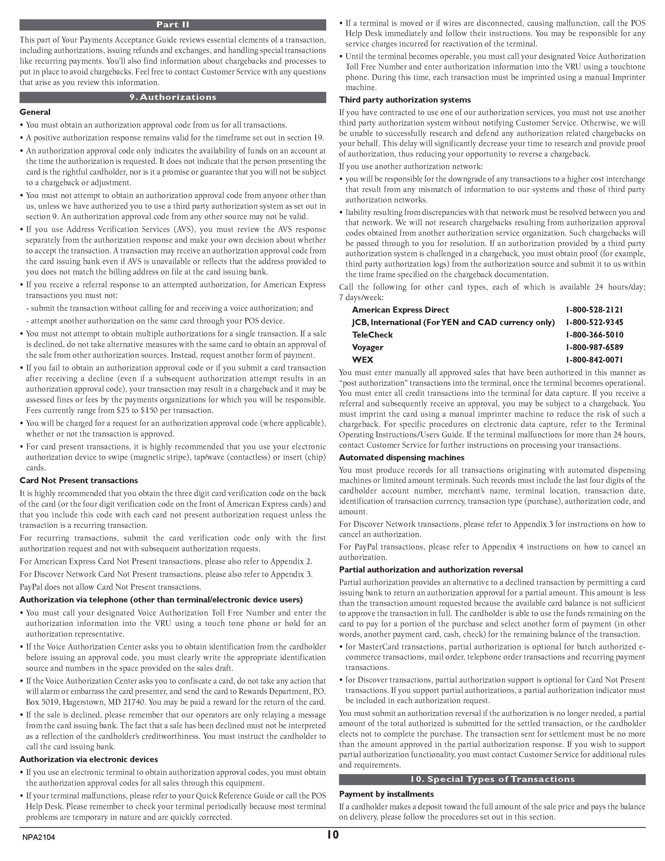Merchant Services Program Terms and Conditions — page 10