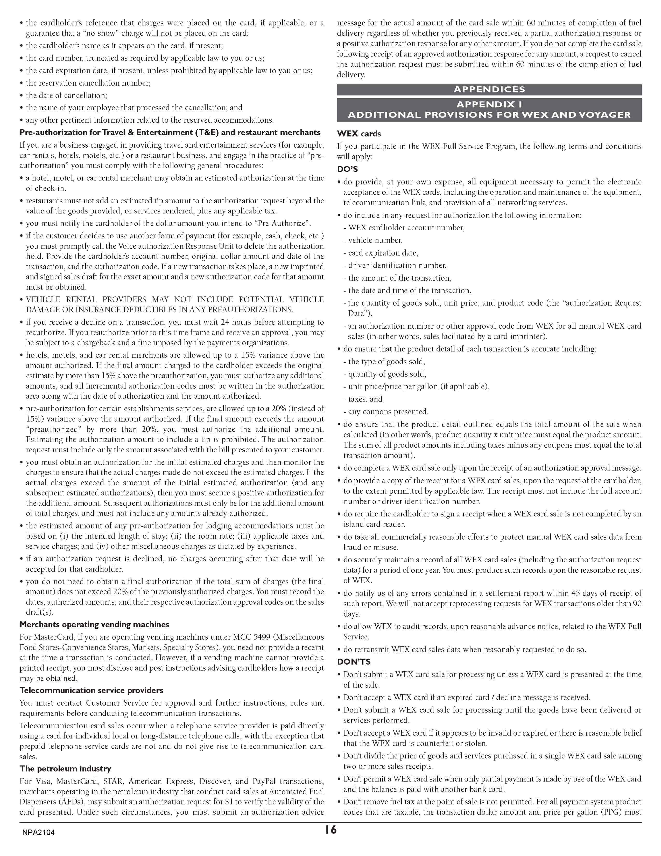 Merchant Services Program Terms and Conditions — page 16